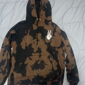 Large Black Moca bleached Hoodie